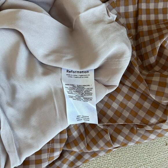 Reformation Brown Checkered Midi Dress - Picture 9 of 10